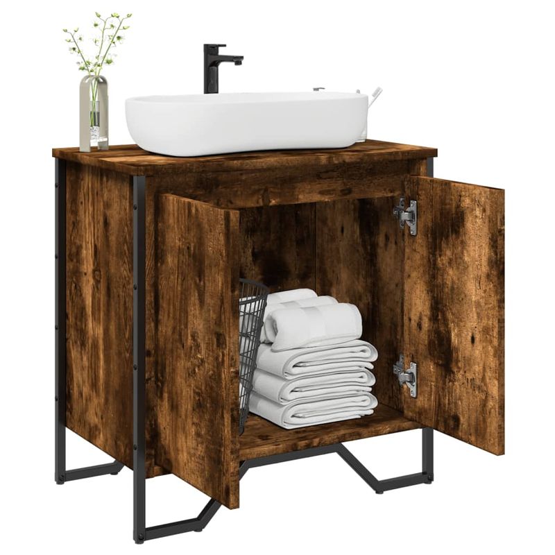 Casa si Gradina - Mobilier - Mobilier baie - Comode baie - Dulap chiuveta baie, stejar fumuriu, 60x35x60 cm lemn prelucrat - Infinity.ro