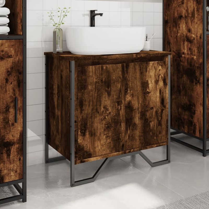 Casa si Gradina - Mobilier - Mobilier baie - Comode baie - Dulap chiuveta baie, stejar fumuriu, 60x35x60 cm lemn prelucrat - Infinity.ro