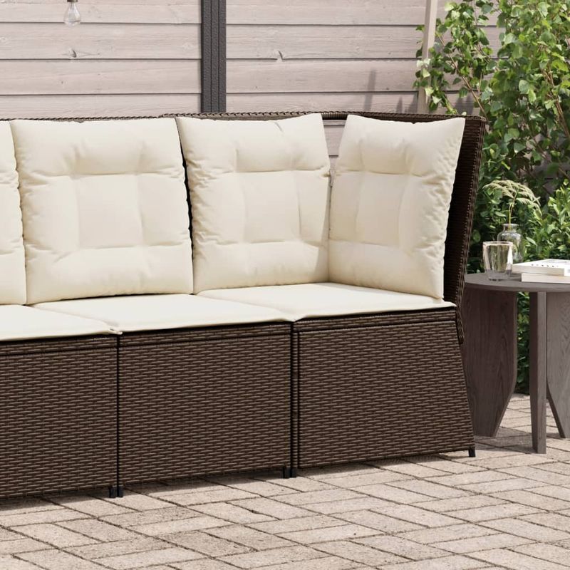 Casa si Gradina - Gradina si terasa - Mobilier exterior - Canapele si fotolii gradina - Canapea de colt cu perna de gradina, maro, poliratan - Infinity.ro
