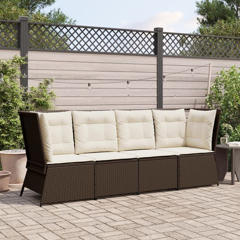 Casa si Gradina - Gradina si terasa - Mobilier exterior - Canapele si fotolii gradina - Canapea de colt cu perna de gradina, maro, poliratan - Infinity.ro