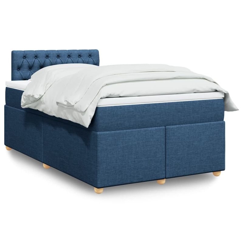 Casa si Gradina - Mobilier - Paturi si accesorii - Paturi - Pat box spring cu saltea, albastru, 120x200 cm, textil - Infinity.ro