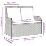 Casa si Gradina - Gradina si terasa - Mobilier exterior - Bancute de gradina - Banca de gradina rabatabila cu perne, gri, poliratan - Infinity.ro