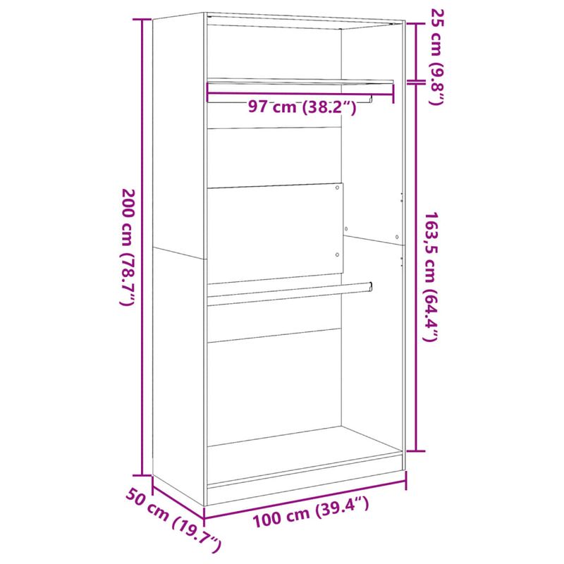 Casa si Gradina - Mobilier - Dulapuri si sifoniere - Sifoniere - Sifonier, gri sonoma, 100x50x200 cm, lemn prelucrat, cantitate 1 raft - Infinity.ro