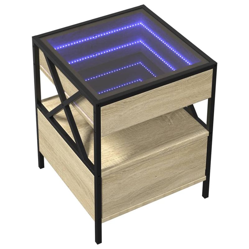 Casa si Gradina - Mobilier - Comode si corpuri - Noptiere - Noptiera cu LED infinity, stejar sonoma, 40x40x51 cm - Infinity.ro
