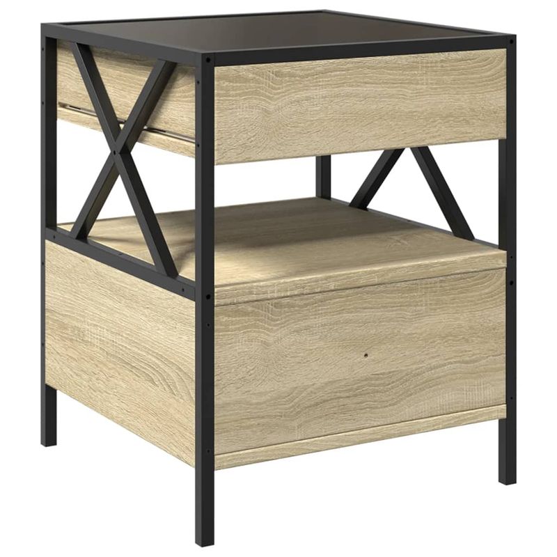 Casa si Gradina - Mobilier - Comode si corpuri - Noptiere - Noptiera cu LED infinity, stejar sonoma, 40x40x51 cm - Infinity.ro