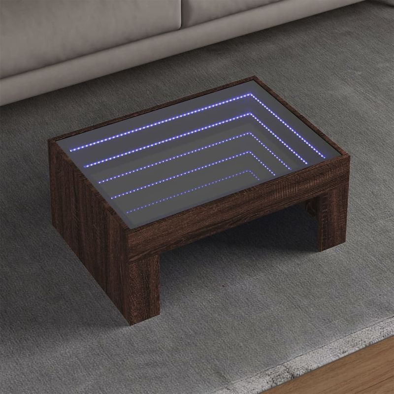 Casa si Gradina - Mobilier - Mese si birouri - Masute de cafea - Masuta de cafea cu LED infinity, stejar maro, 70x50x30 cm - Infinity.ro
