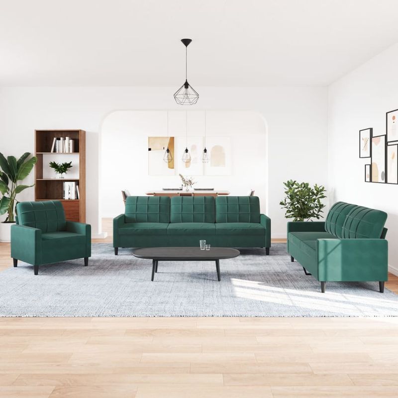 Casa si Gradina - Mobilier - Seturi de mobilier - Seturi living - Set de canapele cu perne, 4 piese, verde inchis, catifea - Infinity.ro