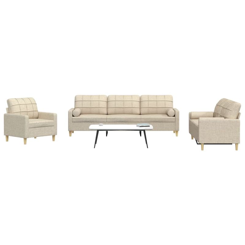 Casa si Gradina - Mobilier - Seturi de mobilier - Seturi living - Set de canapele cu perne decorative, 3 piese, crem, textil - Infinity.ro