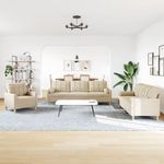Casa si Gradina - Mobilier - Seturi de mobilier - Seturi living - Set de canapele cu perne decorative, 3 piese, crem, textil - Infinity.ro