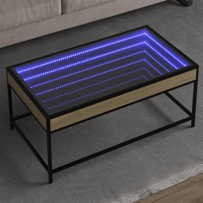 Casa si Gradina - Mobilier - Mese si birouri - Masute de cafea - Masuta de cafea cu LED infinity, stejar sonoma, 90x50x41 cm - Infinity.ro