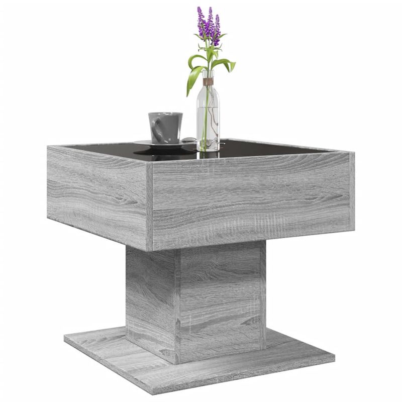 Casa si Gradina - Mobilier - Mese si birouri - Masute de cafea - Masuta de cafea cu LED sonoma gri 50x50x45cm lemn prelucrat - Infinity.ro