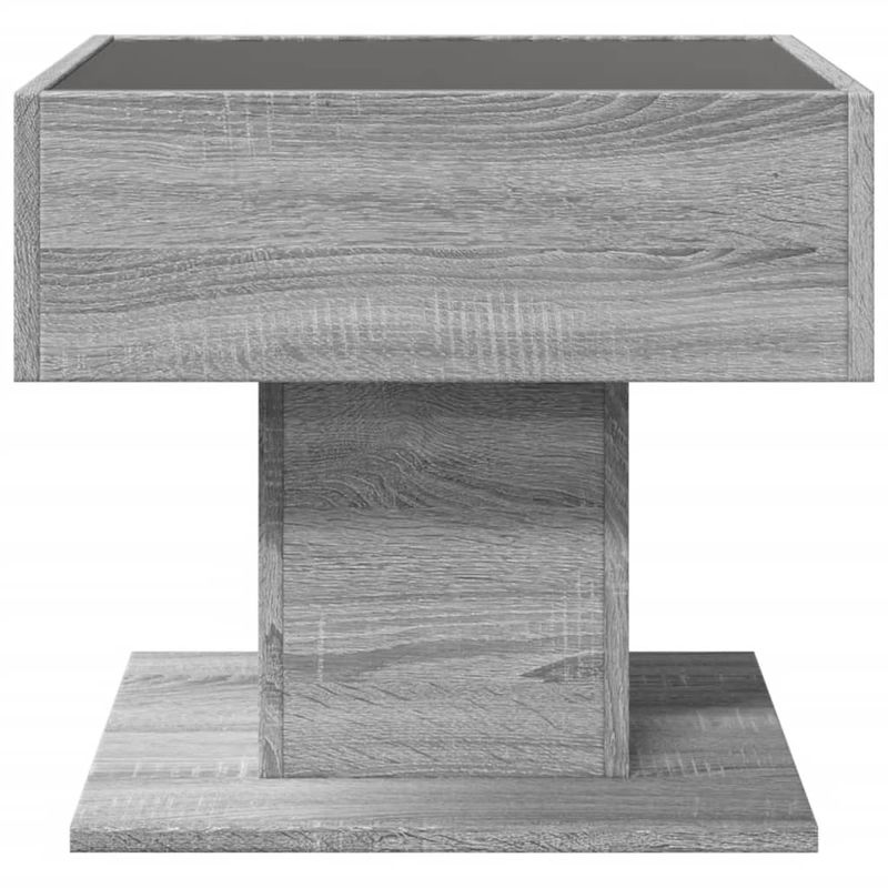Casa si Gradina - Mobilier - Mese si birouri - Masute de cafea - Masuta de cafea cu LED sonoma gri 50x50x45cm lemn prelucrat - Infinity.ro