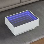 Casa si Gradina - Mobilier - Mese si birouri - Masute de cafea - Masuta de cafea cu LED, alb, 70x50x30 cm, lemn prelucrat - Infinity.ro