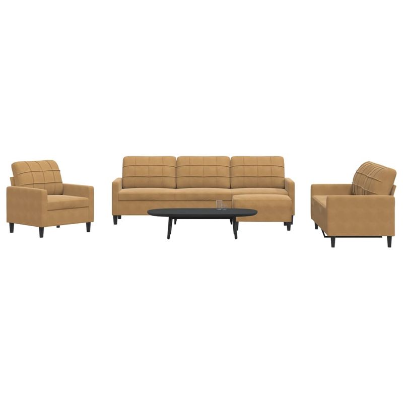 Casa si Gradina - Mobilier - Seturi de mobilier - Seturi living - Set de canapele cu perne, 4 piese, maro, catifea - Infinity.ro
