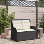 Casa si Gradina - Gradina si terasa - Mobilier exterior - Bancute de gradina - Banca de gradina rabatabila cu perne, negru, poliratan - Infinity.ro