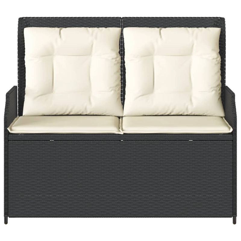 Casa si Gradina - Gradina si terasa - Mobilier exterior - Bancute de gradina - Banca de gradina rabatabila cu perne, negru, poliratan - Infinity.ro