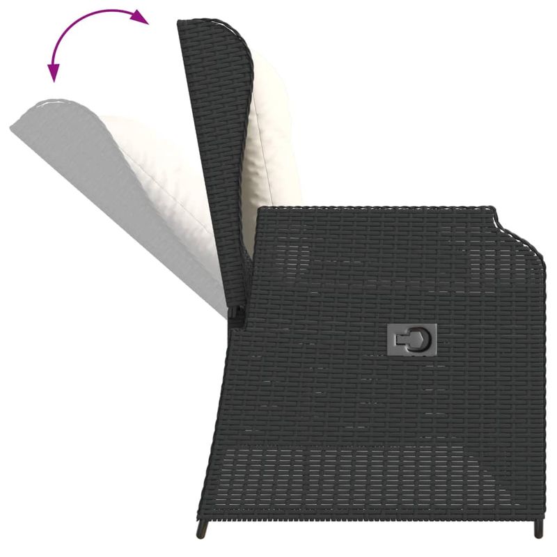 Casa si Gradina - Gradina si terasa - Mobilier exterior - Bancute de gradina - Banca de gradina rabatabila cu perne, negru, poliratan - Infinity.ro