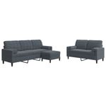 Casa si Gradina - Mobilier - Seturi de mobilier - Seturi living - Set de canapele cu perne/rulouri, 3 piese, gri inchis, catifea - Infinity.ro