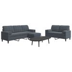 Casa si Gradina - Mobilier - Seturi de mobilier - Seturi living - Set de canapele cu perne/rulouri, 3 piese, gri inchis, catifea - Infinity.ro