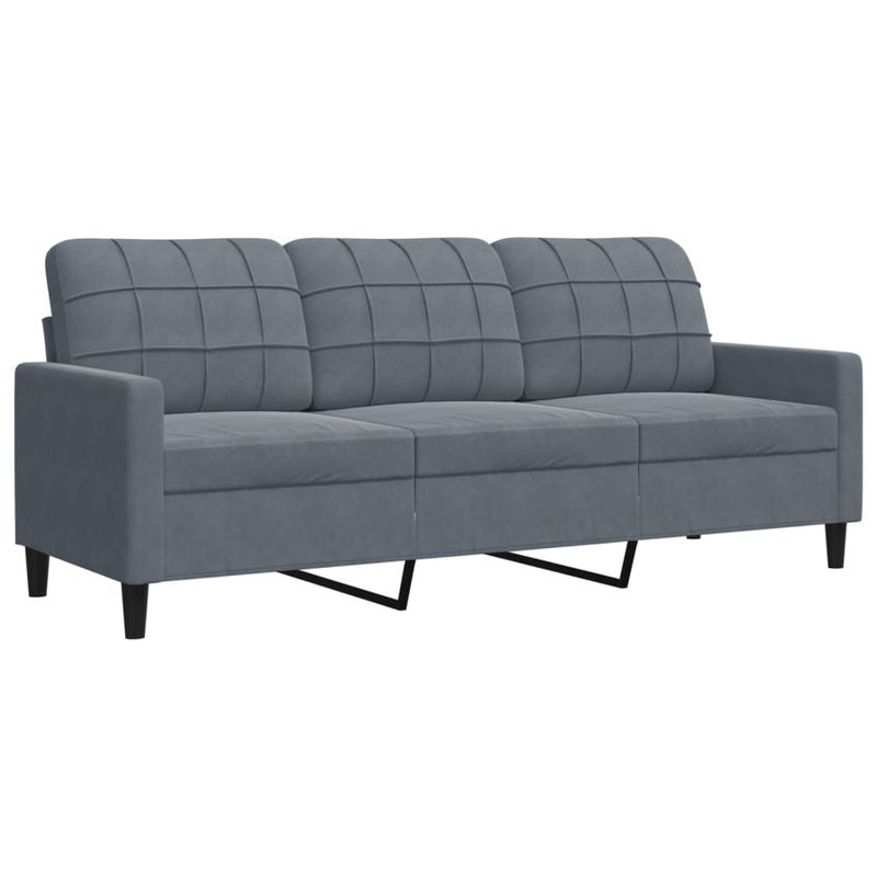 Casa si Gradina - Mobilier - Seturi de mobilier - Seturi living - Set de canapele cu perne/rulouri, 3 piese, gri inchis, catifea - Infinity.ro