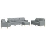 Casa si Gradina - Mobilier - Seturi de mobilier - Seturi living - Set canapele cu taburet si perne, 4 piese, gri deschis, textil - Infinity.ro