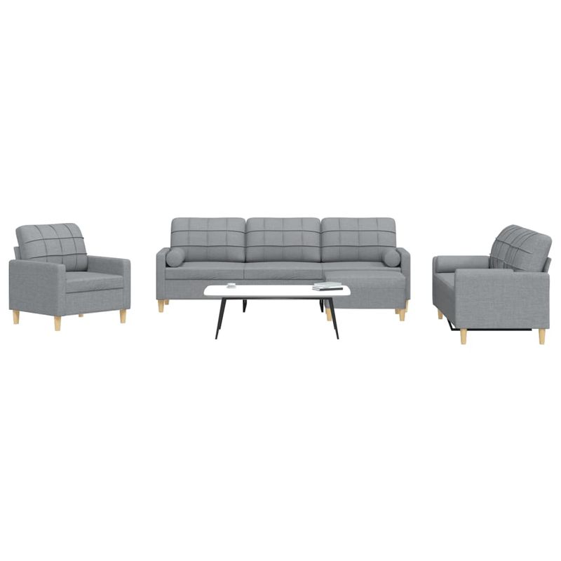 Casa si Gradina - Mobilier - Seturi de mobilier - Seturi living - Set canapele cu taburet si perne, 4 piese, gri deschis, textil - Infinity.ro