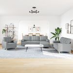Casa si Gradina - Mobilier - Seturi de mobilier - Seturi living - Set canapele cu taburet si perne, 4 piese, gri deschis, textil - Infinity.ro
