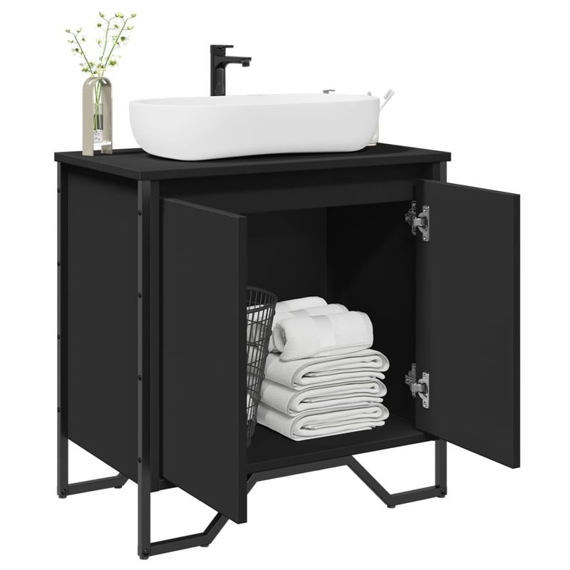 Casa si Gradina - Mobilier - Mobilier baie - Comode baie - Dulap pentru chiuveta baie, negru, 60x35x60 cm, lemn prelucrat - Infinity.ro