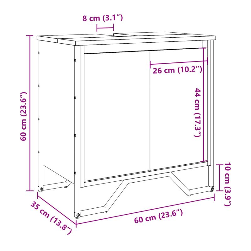 Casa si Gradina - Mobilier - Mobilier baie - Comode baie - Dulap pentru chiuveta baie, negru, 60x35x60 cm, lemn prelucrat - Infinity.ro