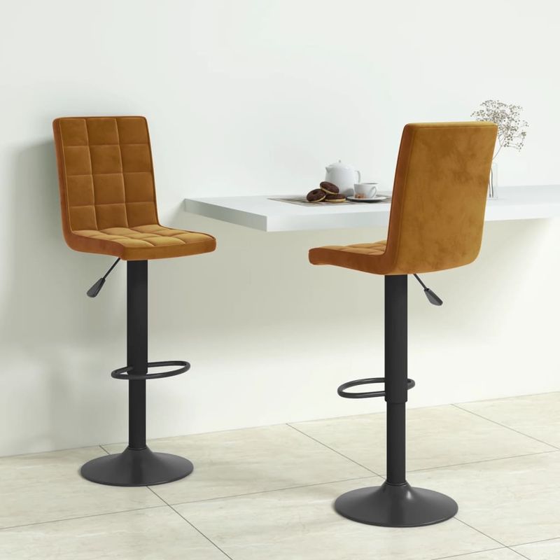 Casa si Gradina - Mobilier - Scaune si fotolii - Scaune - Scaune de bar, 2 buc., maro, catifea - Infinity.ro
