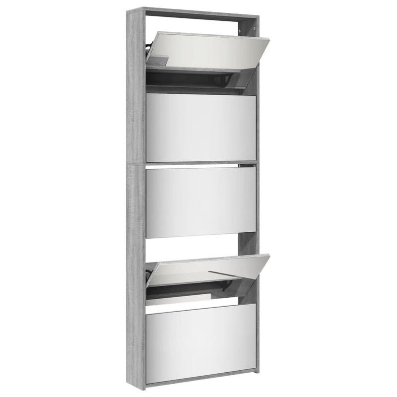 Casa si Gradina - Mobilier - Organizare si depozitare - Organizator incaltaminte - Pantofar cu oglinda, 5 niveluri, gri sonoma, 63x17x169,5 cm - Infinity.ro