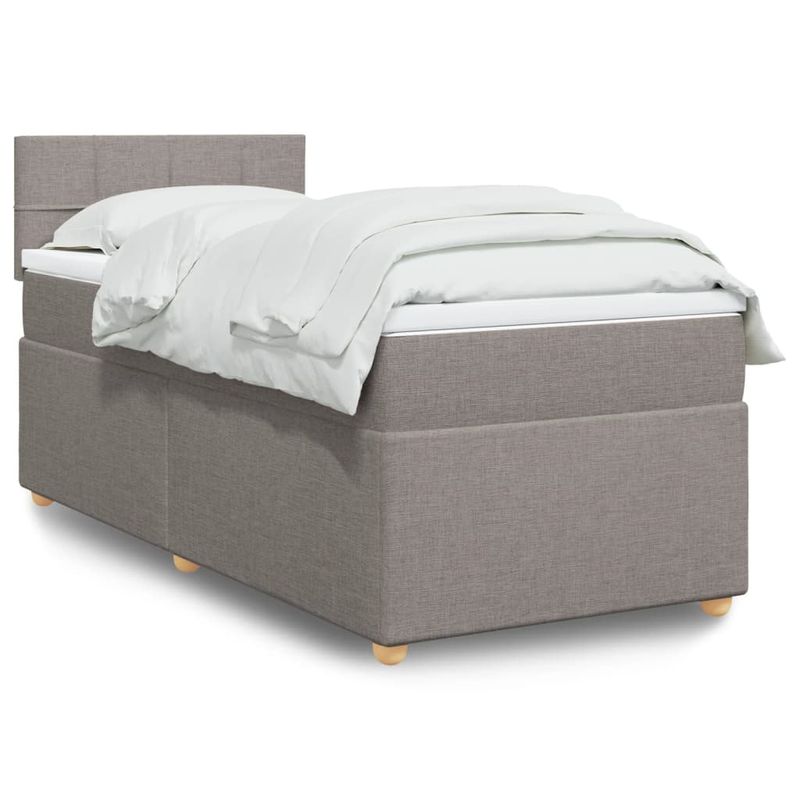 Casa si Gradina - Mobilier - Paturi si accesorii - Paturi - Pat box spring cu saltea, gri taupe, 100x200 cm, textil - Infinity.ro