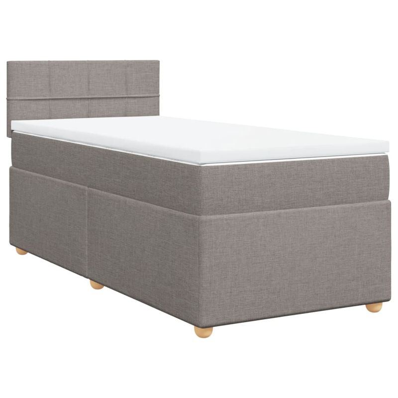 Casa si Gradina - Mobilier - Paturi si accesorii - Paturi - Pat box spring cu saltea, gri taupe, 100x200 cm, textil - Infinity.ro
