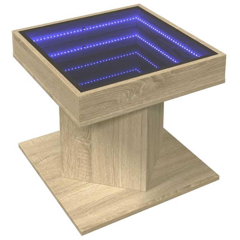 Casa si Gradina - Mobilier - Mese si birouri - Masute de cafea - Masuta de cafea cu LED stejar sonoma 50x50x45 cm lemn prelucrat - Infinity.ro