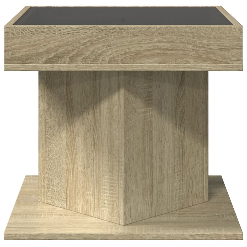 Casa si Gradina - Mobilier - Mese si birouri - Masute de cafea - Masuta de cafea cu LED stejar sonoma 50x50x45 cm lemn prelucrat - Infinity.ro