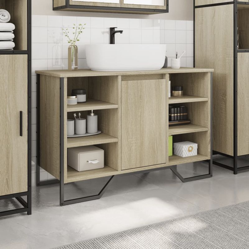 Casa si Gradina - Mobilier - Mobilier baie - Comode baie - Dulap chiuveta baie, stejar sonoma, 91x35x60 cm, lemn prelucrat - Infinity.ro