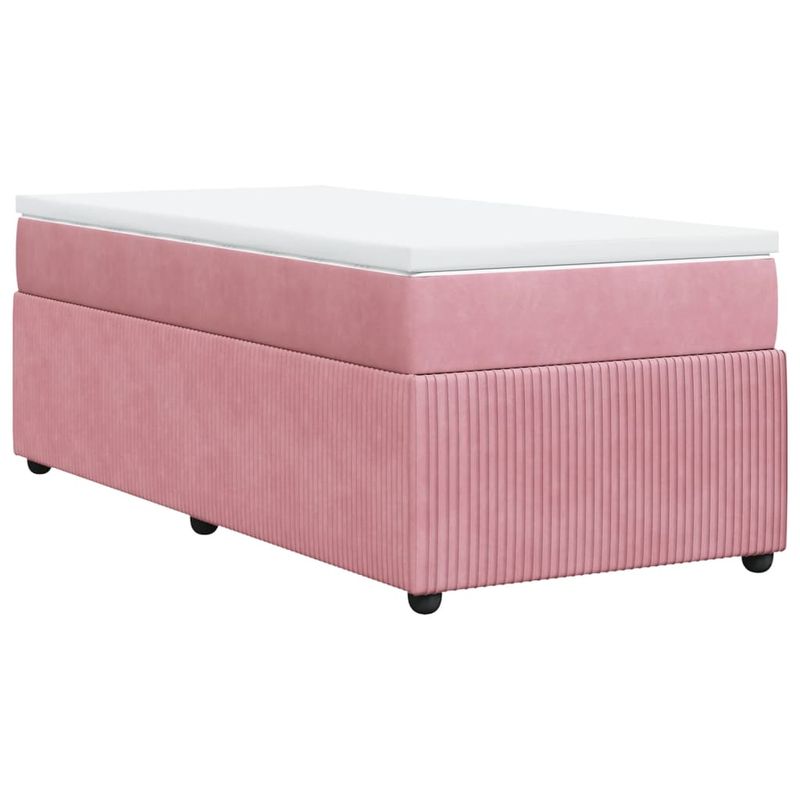 Casa si Gradina - Mobilier - Paturi si accesorii - Paturi - Pat box spring cu saltea, roz, 90x200 cm, catifea - Infinity.ro