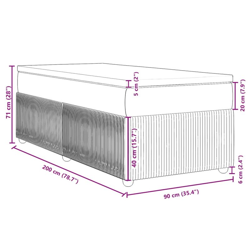 Casa si Gradina - Mobilier - Paturi si accesorii - Paturi - Pat box spring cu saltea, roz, 90x200 cm, catifea - Infinity.ro