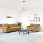 Casa si Gradina - Mobilier - Seturi de mobilier - Seturi living - Set de canapele cu perne/rulouri, 2 piese, maro, catifea - Infinity.ro