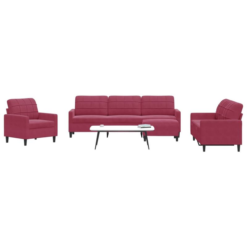 Casa si Gradina - Mobilier - Seturi de mobilier - Seturi living - Set canapele cu perne, 4 piese, rosu vin, catifea - Infinity.ro