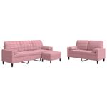 Casa si Gradina - Mobilier - Seturi de mobilier - Seturi living - Set canapele cu perne/rulouri, 3 piese, roz, catifea - Infinity.ro