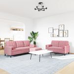Casa si Gradina - Mobilier - Seturi de mobilier - Seturi living - Set canapele cu perne/rulouri, 3 piese, roz, catifea - Infinity.ro