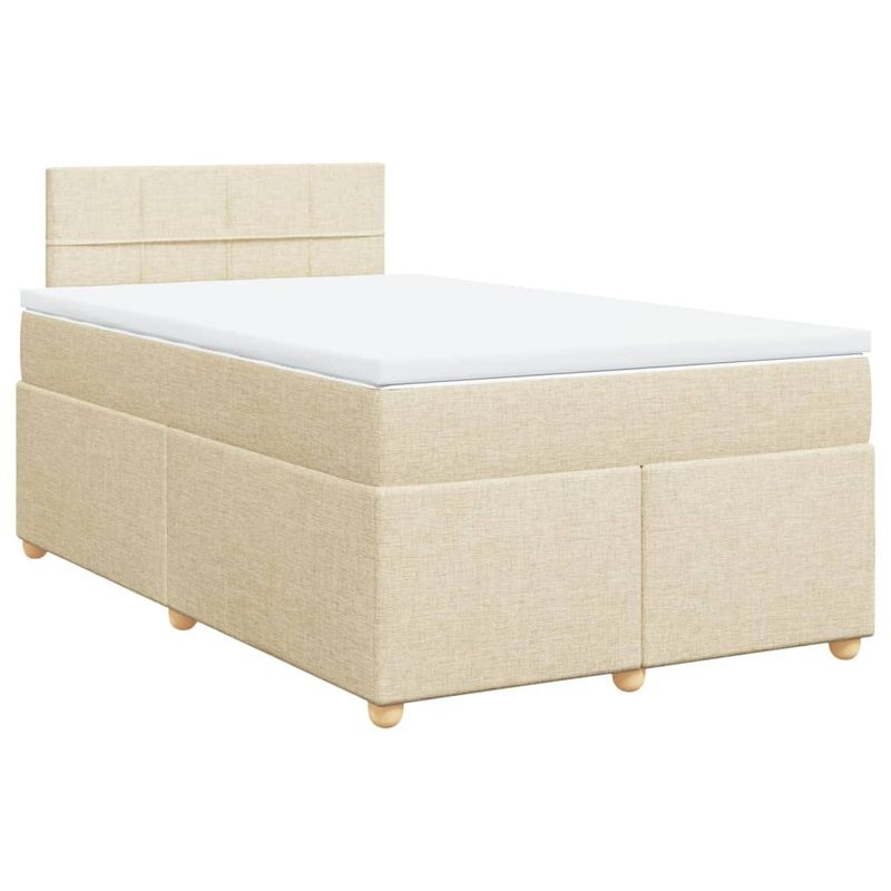 Casa si Gradina - Mobilier - Paturi si accesorii - Paturi - Pat box spring cu saltea, crem, 120x200 cm, textil - Infinity.ro