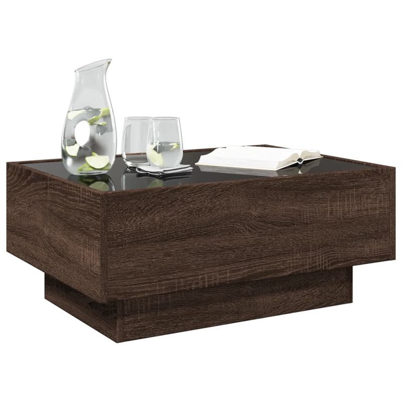 Casa si Gradina - Mobilier - Mese si birouri - Masute de cafea - Masuta de cafea cu LED stejar maro 70x50x30 cm lemn prelucrat - Infinity.ro
