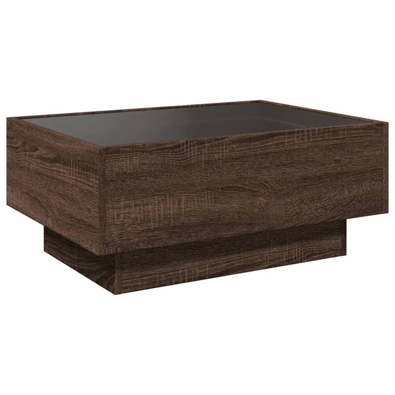 Casa si Gradina - Mobilier - Mese si birouri - Masute de cafea - Masuta de cafea cu LED stejar maro 70x50x30 cm lemn prelucrat - Infinity.ro