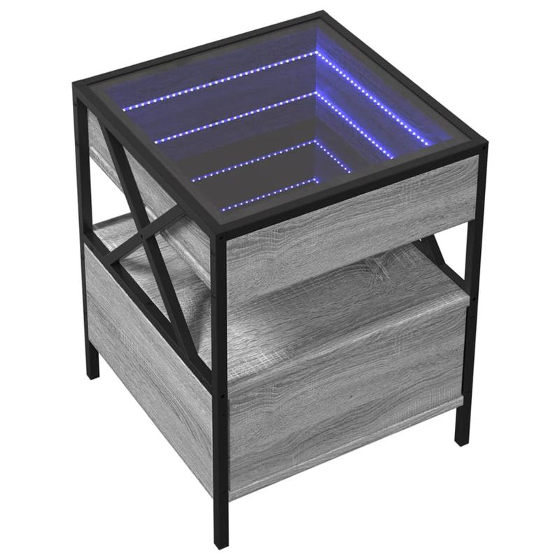 Casa si Gradina - Mobilier - Comode si corpuri - Noptiere - Noptiera cu LED infinity, gri sonoma, 40x40x51 cm - Infinity.ro