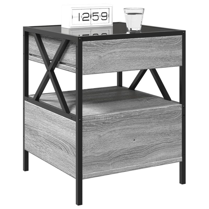 Casa si Gradina - Mobilier - Comode si corpuri - Noptiere - Noptiera cu LED infinity, gri sonoma, 40x40x51 cm - Infinity.ro
