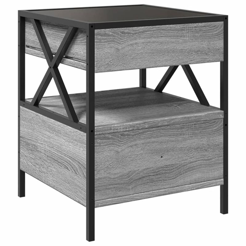 Casa si Gradina - Mobilier - Comode si corpuri - Noptiere - Noptiera cu LED infinity, gri sonoma, 40x40x51 cm - Infinity.ro