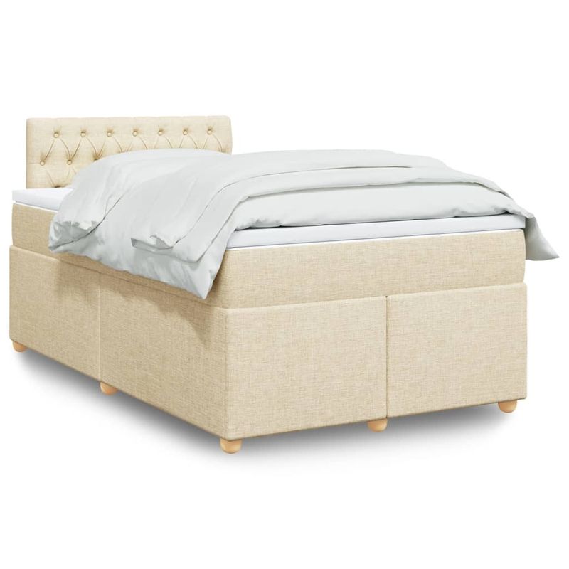Casa si Gradina - Mobilier - Paturi si accesorii - Paturi - Pat box spring cu saltea, crem, 120x200 cm, textil - Infinity.ro