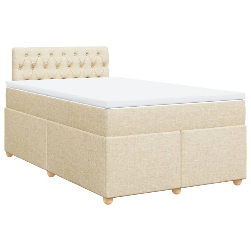 Casa si Gradina - Mobilier - Paturi si accesorii - Paturi - Pat box spring cu saltea, crem, 120x200 cm, textil - Infinity.ro